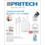 PBP-325 PRITECH CARGADOR DE VIAJE MICRO USB 3.1A QC 3.0 CARGA RAPIDO