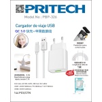 PBP-326 PRITECH CARGADOR DE VIAJE USB IPHONE 3.1A QC 3.0 CARGA RAPIDO