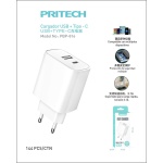 PBP-816 PRITECH CARGADOR USB+TYPE-C 3.1A