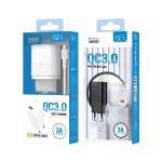 ISER SA0032 CARGADOR RÁPIDO QC3.0 CON CABLE MICRO USB 1M 3A BLANCO