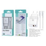 IKREA WA0249 CARGADOR CON CABLE TYPE-C TO TYPE-C 2 PUERTOS PD+QC3.0 40W BLANCO