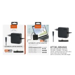 AT720 NE Cargador Universal Automatica con 11 conectores para notebook , 65W,1.5M,Negro