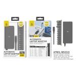 AT963 NE Cargador Universal Automatico con 11 Conectores para Portatiles , 65W, 3.25A Max, Cable 1.2M, Negro