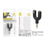 B5344 NE Adaptador Audio 1 jack 3.5mm a 2 jack hembra(microfono+auricular),Negro
