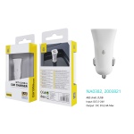 NA0382  Cargador de Mechero Carole Con Smart Chip, sin cable , 2USB, 2.4A,