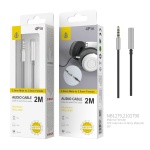 NB1279 PL Cable de Audio Fox de Aluminio de 3.5mm a 3.5mm Macho a Hembra, 4Pin, Longitud 2 M, Plata