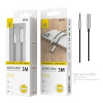 NB1280 PL Cable de Audio Fox de Aluminio de 3.5mm a 3.5mm Macho a Hembra, 4Pin, Longitud 3 M, Plata