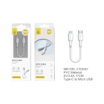 NB1335 BL Mini Cable de Datos para Type-C a Micro USB, 5V/3A Longitud 0.17CM, Blanco