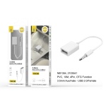 NB1354 BL Cable Adaptador OTG, USB a AUX 3.5mm , 10cm, Blanco