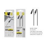 NB1409 NE Cable de Audio 3Pin (Macho a Hembra), Cable 5m, Negro