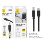 NB1472 NE Cable de Impresora Tipo-C a USB 2.0, velocidad transferencia 500KB/S, 5V/2.4A, Cable 3M, N