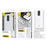 ND2039 BL Powerbank 10000mAh, 2 Entrada( Micro USB+USB), 4 salida (MicroUSB+ IP+ Type-C+ USB), con Indicador de LED Azul 5V, 2A, Blanco Y Negro
