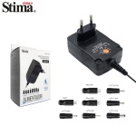 SAS-2204 Cargador universal para dispositivos electrónicos, con regulación manual de voltaje entre 3v y 12v. Incluye 8 conectores