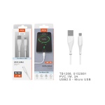 TB1288 BL Cable de datos PVC Venus para Micro USB, 1M, 3A BLANCO