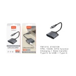 TB1310 NE Cable OTG 2 En 1 TYPE C a Carga TYPE C +USB2.0 , 0,15M, Negro