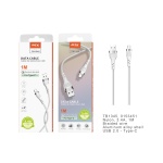 TB1345 BL Cable de datos Camyl nylon trenzado para Type-C, 3.4A, 1M, Blanco