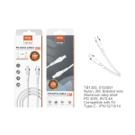 TB1355 BL Cable de Datos Camyl nylon trenzado , Type-C a Lightning , Carga Rapida PD 30W/9V/3.4A ,