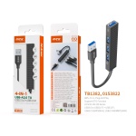TB1382 NE lector USB 3.0 Hub 4 en 1, 3* USB2.0 + 1* USB3.0 Compatible con OTG, 24.5CM, Negro