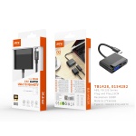 TB1428 NE Adaptador 2 en 1, Type-C(Macho) a VGA 15 Pin+HDMI(Hembra), 1080P, 15CM, Negro