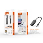 TB1432 NE Adaptador de Red Type-C(Macho) a RJ45(Hembra), 100Mbps, 15CM, Negro