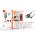 TB1433 NE Adaptador Type-C(Macho) a VGA 15 Pin(Macho), 1080P, Cable 1.8M, Negro