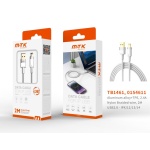 TB1461 BL Luxury Cable de datos Silas nylon trenzado para Iphone 5-14 , 5V/2.4A, 2M, Blanco