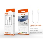 TB1503 BL Luxury Adaptador de audio, Lightning(Macho) a 3.5mm(Hembra),Soporta llamada y Musica, 12CM