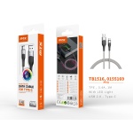 TB1516  Cable de Datos Ames para Type-C Con Luz LED 5V/3A, 1M,
