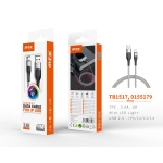 TB1517  Cable de Datos Ames para Iphone 5-14 Con Luz LED 5V/3A, 1M,
