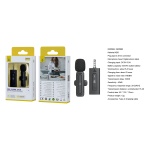 NR9568 NE Mini Microfono Jack 3.5mm Bluetooth con Clip, Bateria 60 mAh, Negro