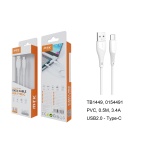 TB1449 BL MINI CABLE DE DATOS WALSH PARA TYPE-C , 3.4A, CABLE 0.5M, BLANCO