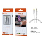 TB1527 BL Luxury Adaptador de audio Noah Aluminio trenzado para Type-C Compatible con Apple Type-C,