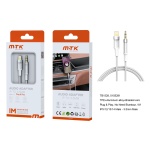 TB1528 BL Luxury Adaptador de audio Noah Aluminio trenzado para Iphone 5-14 plug y play, 1m, Blanco