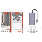 TG7193 GR Hub USB3.0 5 en 1, Type C a 2USB 3.0/Lector SD/Lector Micro SD/Lector CF, Longitud 0,12M, Gris