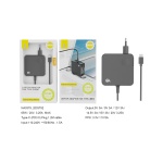 NA0379 NE Cargador Universal Automatico con Conector Type C para Portatiles y Moviles, Soporta a PD Carga Rapida, 65W/20V/3.25A Max, Cable 1.2M, Negro