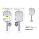 NR9313 GR Raqueta Matamosquitos Electrico con Base, Tres Capas, long de onda 395nm, 600mAh/1.5W, Gri