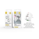 NR9376 BL Adaptador de Enchufe para Viaje Universal US/EU/UK/AUS 4 en 1, 110-250V/10A, Blanco