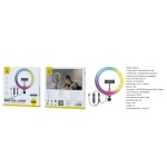 NR9576 NE Anillo de Luz con soporte de movil, Arco 10 Pulgadas Luz RGB 2700-6500K/300LM/114 luces, para movil 4-7 pulgadas, Negro