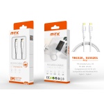 TB1520 BL Luxury Cable de Datos Yuri Type-C a Type-C, Carga Rapida 60W 20V/3A, Compatible con Apple Type-C, Cable 1M ,Blanco