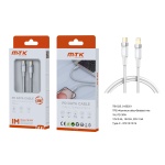 TB1525 BL Luxury Cable de datos Noah Aluminio trenzado Type C a Light-ning, PD 30W, 1M, Blanco