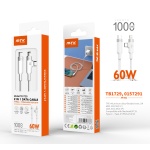 TB1729 BL Cable de datos 2 en 1 Type-C a Light-ning 12W/ Type-C a Type-C 60W, Compatible con Apple Type-C, 1M, Blanco