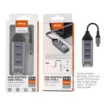 TG7191 GR Hub USB3.0 4 en 1, Type C a 4USB 3.0, 5Gbps, Longitud 0,12M, Gris