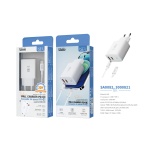 ISER SA0082 CARGADOR PD+QC CON 2 PUERTOS USB-A/TYPE-C+CABLE TYPE-C TO TYPE-C 20W 3A BLANCO