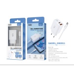 ISER SA0091 CARGADOR PD+QC CON 2 PUERTOS USB-A/TYPE-C+CABLE TYPE-C TO TYPE-C 36W 3A BLANCO