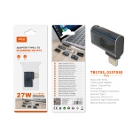 TB1703 AZ Adaptador de carga rapida+Datos en L USB-C a Lightning, 480Mbps/27W/9V/3A, Azul