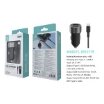 IKREA WA0271 CARGADOR QC+PD PARA COCHE 2 PUERTOS TYPE-C/USB-A CON CABLE TYPE-C 4.5A 49.5W NEGRO