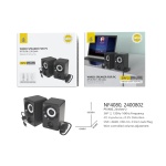 NF4080 NE Altavoz de Ordenador con control de volumen,USB 2.0+ Jack 3.5mm, 3W*2, Cable 1.3m, Negro