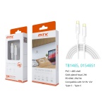 TB1485 BL Luxury Cable de datos Luc para Type-C a Type-C , Carga Rapida PD,60W/20V/3A, 2M, Blanco