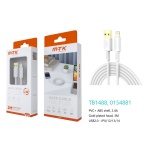 TB1488 BL Luxury Cable de datos Luc para Iphone 5-14, 5V/2.4A, 3M