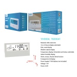 YH0004 BL Reloj Despertador digital 12/24h,con indicador clima, temperatura y humedad,bateria